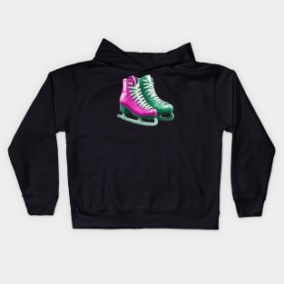 Pink Blue Ice Skating Boots Kids Hoodie